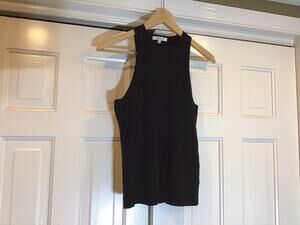 Madewell Women Black Tank Sweater Crew  Sz L Layering Classic Casual Minimalist